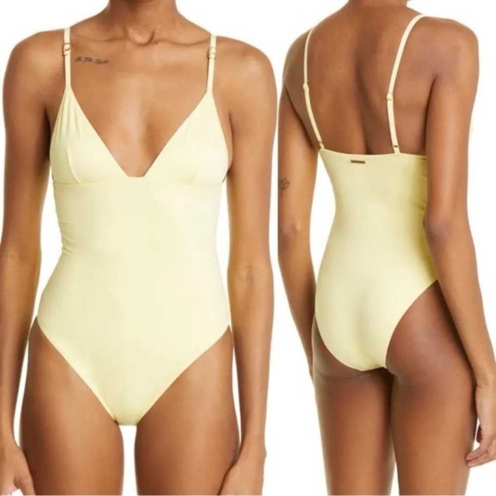 STELLA MCCARTNEY Logo Strap One-Piece Swimsuit in Sherbert Yellow B3011